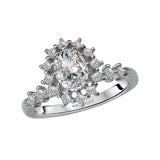 Oval Halo Princess Diamond Ring in White Gold 160043-OV100