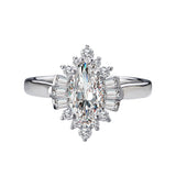 Romance - Elegant Baghuette And Round Halo Diamond Setting