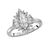 Romance - Elegant Baghuette And Round Halo Diamond Setting