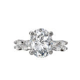 Romance 160050-OV300 Oval Three-Stone Semi-Mount Diamond Ring in 14K White Gold