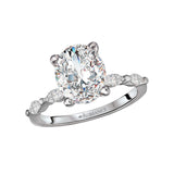 Romance 160050-OV300 Oval Three-Stone Semi-Mount Diamond Ring in 14K White Gold