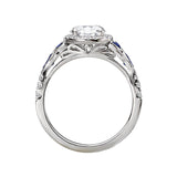 Romance - Floral Nature Diamond And Sapphire Halo Setting
