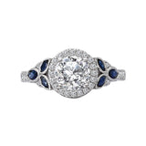 Romance - Floral Nature Diamond And Sapphire Halo Setting