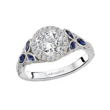 Romance - Floral Nature Diamond And Sapphire Halo Setting