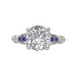 Diamond and Sapphire Semi-Mount Engagement Ring