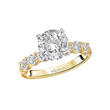 Romance 160245-RD200Y Round Halo Semi-Mount Diamond Ring in 14K Yellow Gold