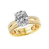 Romance 160247-OV200Y Oval Halo Split Shank Semi-Mount Diamond Ring in 14K Yellow Gold