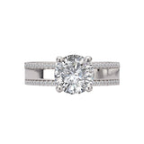 Wide Band Semi-Mount Diamond Engagement Ring