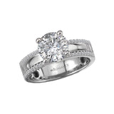 Wide Band Semi-Mount Diamond Engagement Ring