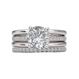 Three Row Band Semi-Mount Diamond Engagement Ring