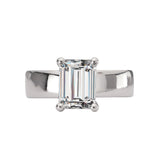 Romance 160254-EM200 Emerald-Cut Halo Semi-Mount Diamond Ring in 14K White Gold