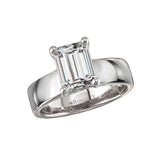 Romance 160254-EM200 Emerald-Cut Halo Semi-Mount Diamond Ring in 14K White Gold