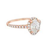 Certified Oval Halo Rose Gold Diamond Engagement Ring
