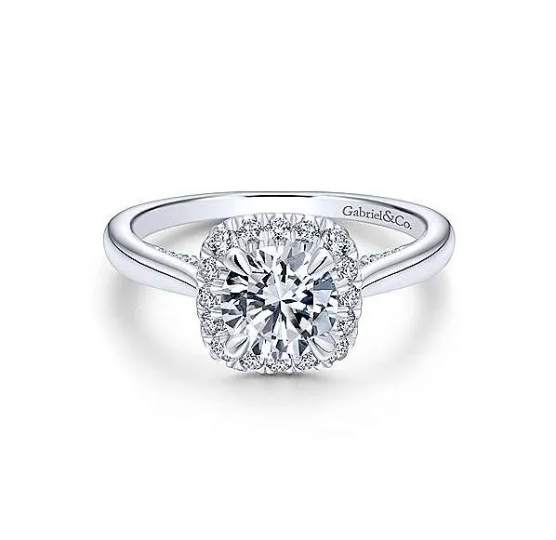 Gabriel & Co. Garland ER12803R4W44JJ – 14K White Gold Round Diamond Engagement Ring