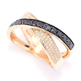 LALI Jewels 14K Gold 0.77ctw White & Black Diamond Crossover Ring