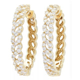 Gems of Distinction 14KW Gold Woven 1.07ctw Diamond Huggie Hoop Earrings