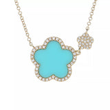 Sabrina Designs 14KY Gold Malachite & Diamond Flower Necklace