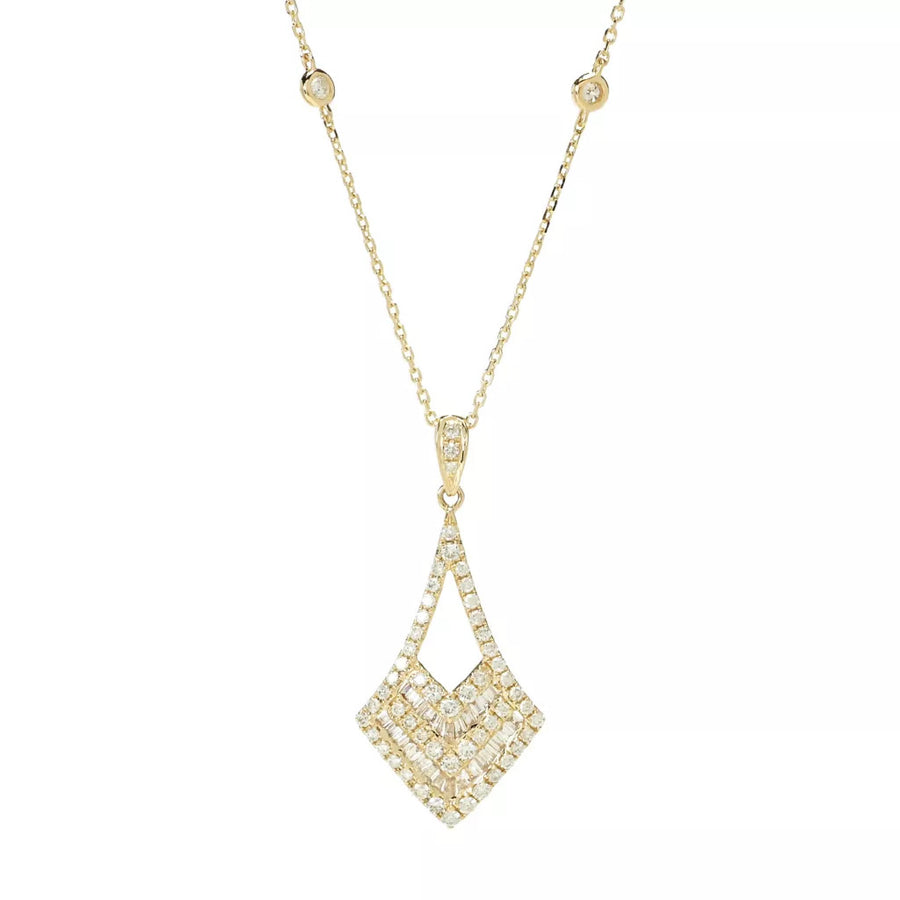 Gems of Distinction 14K Gold 0.74ctw Diamond Chevron Pendant w/ Chain