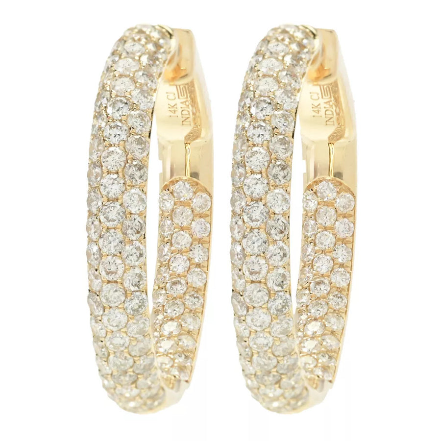 Gems of Distinction 14KW Gold 1.90ctw Diamond Pave Hoop Earrings