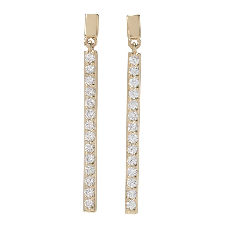 Beverly Hills Elegance 14KY Gold 1.12ctw Diamond Bar Drop Earrings