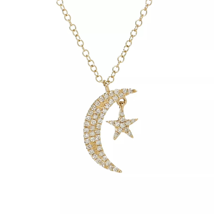 Sabrina Designs 14K Gold 0.11ctw Diamond Moon & Star Pendant Necklace