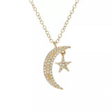 Sabrina Designs 14K Gold 0.11ctw Diamond Moon & Star Pendant Necklace