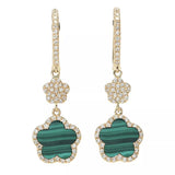 Sabrina Designs 14KY Gold Malachite & Diamond Flower Earrings