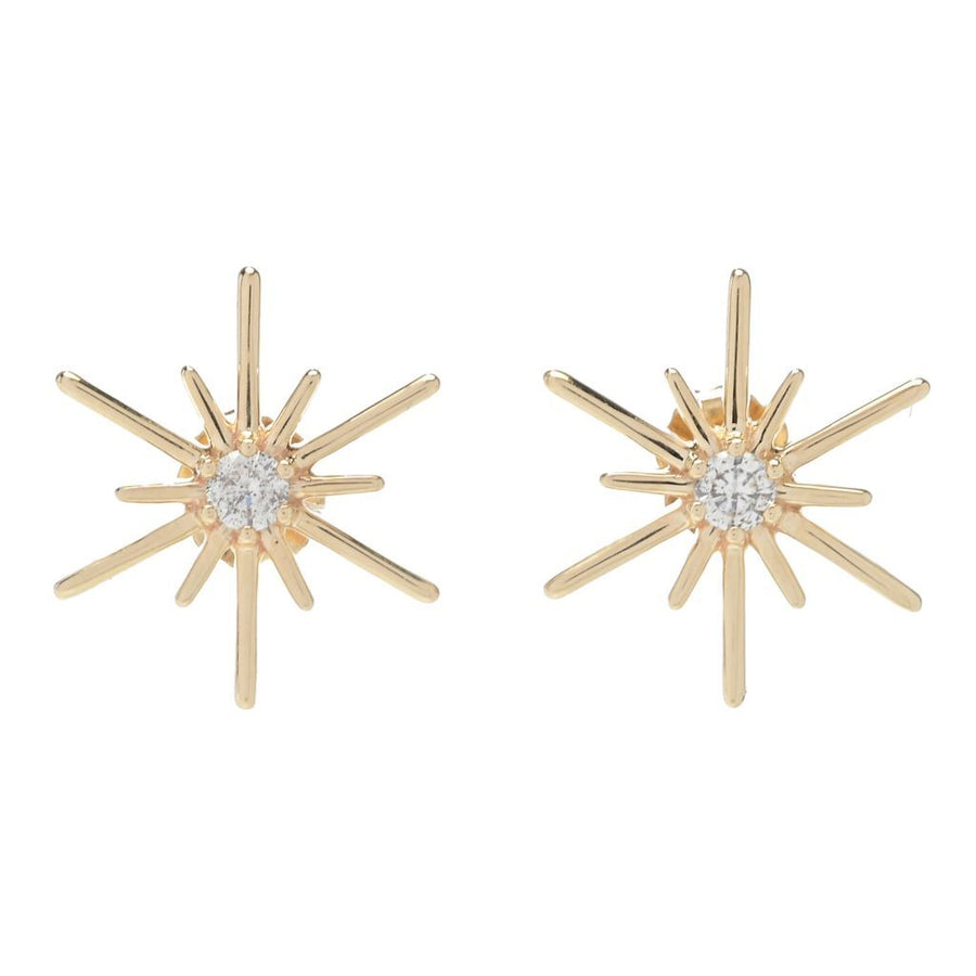 Gems of Distinction 14K Gold 0.21ctw Diamond Starburst Stud Earrings