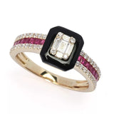 Sonia Bitton Galerie de Bijoux 0.92ctw Black Onyx, Diamond & Ruby Ring