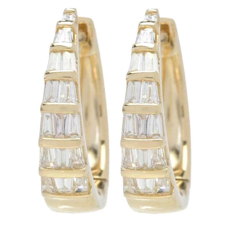 Sabrina Designs 14KY Gold 0.34ctw Baguette Diamond Hoop Earrings