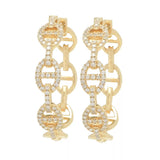 Sabrina Designs 14K Yellow Gold Diamond Link Hoop Earrings – 0.42ctw, Polished Finish (Model J640973‑05841‑00000)