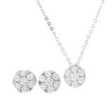 Diamond Pendant w/ Chain & Stud Earrings Set