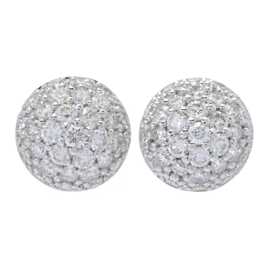 DIAMORE 14K Gold Polished 0.20ctw Diamond Pave Domed Stud Earrings