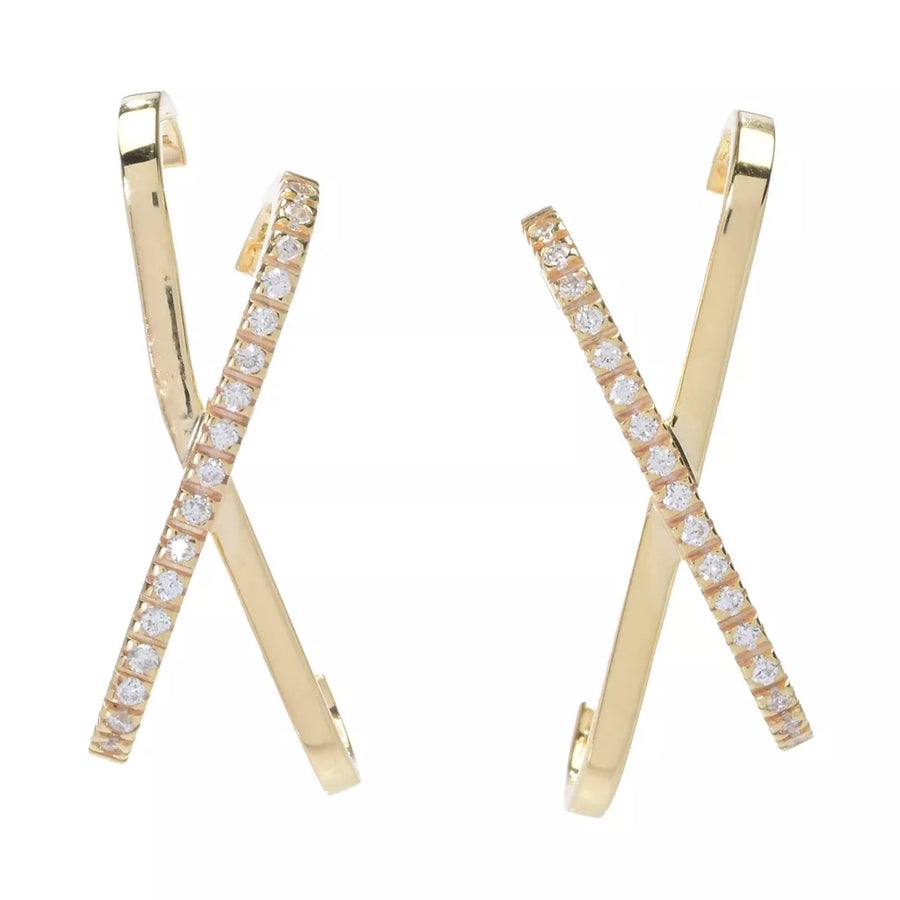 DIAMORE 14K Gold Polished 0.17ctw Diamond X Stud Earrings