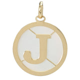 Viale18K Italian Gold 14.5mm Disc Mother-of-Pearl Initial Pendant