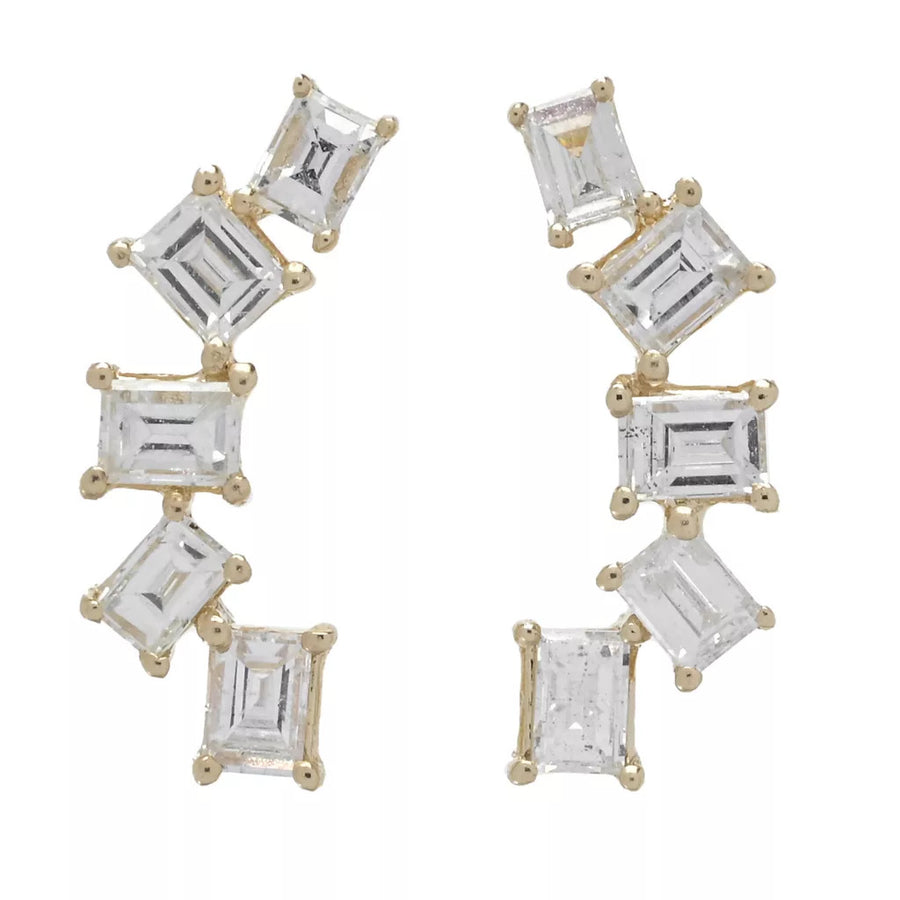 Gems of Distinction 14KY Gold 0.60ctw Baguette Diamond Crawler Earrings