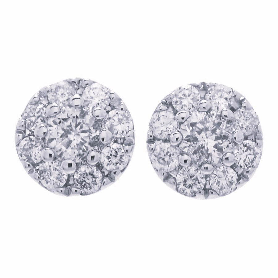 Gems of Distinction 14K Gold 0.18ctw Diamond Beaded Stud Earrings