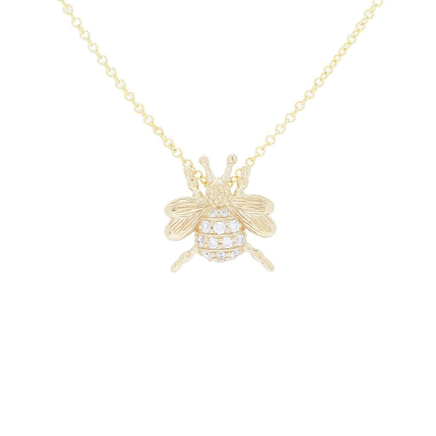 Gems of Distinction 14K Gold 0.07ctw Diamond Bumblebee Pendant w/ Chain