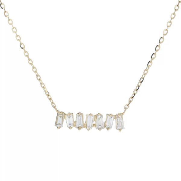 Sabrina Designs 14K Gold 0.11ctw Baguette Diamond Bar 16"+2" Necklace