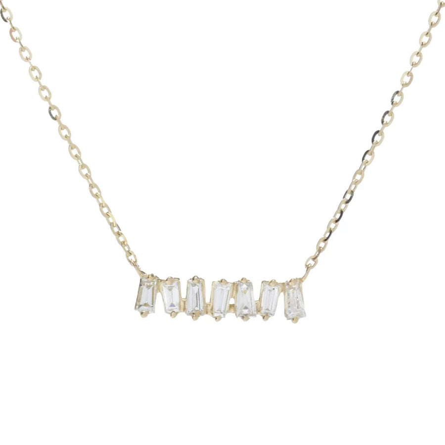 Sabrina Designs 14K Gold 0.11ctw Baguette Diamond Bar 16"+2" Necklace