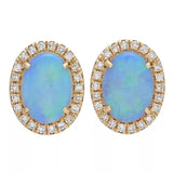 Sabrina Designs 14KY Gold Polished 6x4mm Opal & Diamond Stud Earrings