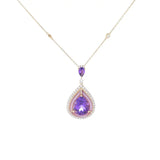 Amethyst, Mother-of-Pearl & Diamond Pendant w/ Chain
