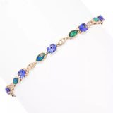 CIRARI 14K Gold 3.83ctw Tanzanite, Diamond & Inlay Opal Bracelet