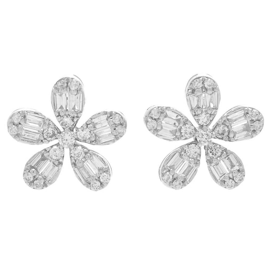Gems of Distinction 14K Gold 0.32ctw Diamond Floral Stud Earrings