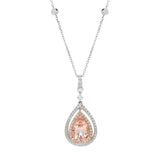 CIRARI 14K Two-tone Gold 2.02ctw Morganite & Diamond Pendant w/ Chain