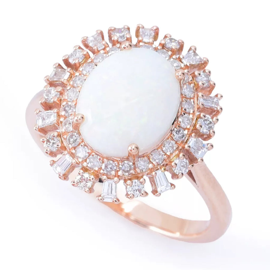 Australian Opal & 0.44ctw Diamond Ring