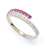 Sabrina Designs 14K Gold 0.47ctw Diamond & Choice of Ruby or Emerald Bypass Ring
