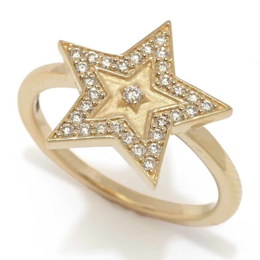 Beverly Hills Elegance 14K Gold 0.22ctw Diamond Star Ring 3.1 grams
