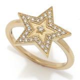 Beverly Hills Elegance 14K Gold 0.22ctw Diamond Star Ring, 3.1 grams