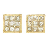 Diamond Treasures 14K Two-tone Gold 1.74ctw Yellow Diamond "Dream" Stud Earrings
